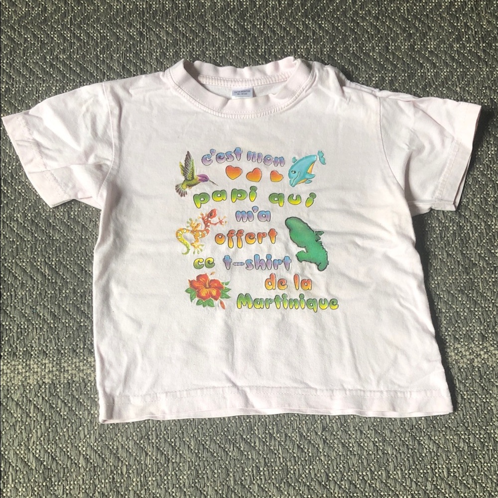Pink Kids' Graphic Tee with Colorful Tropical Print